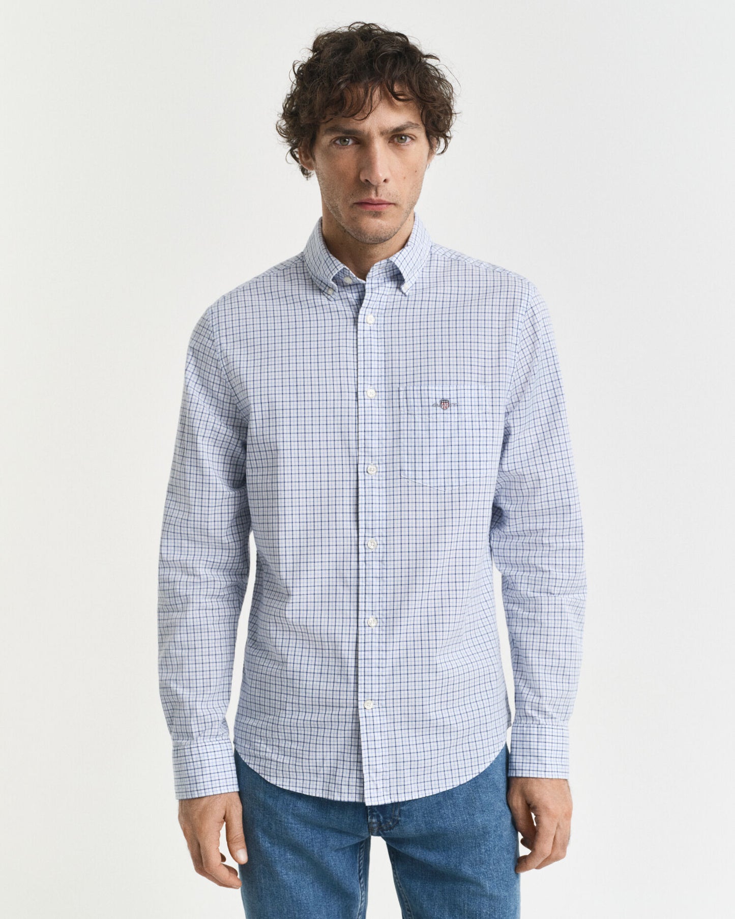 Regular Fit Micro Checked Classic Poplin Shirt