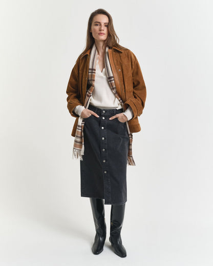 Buttoned Midi Denim Skirt