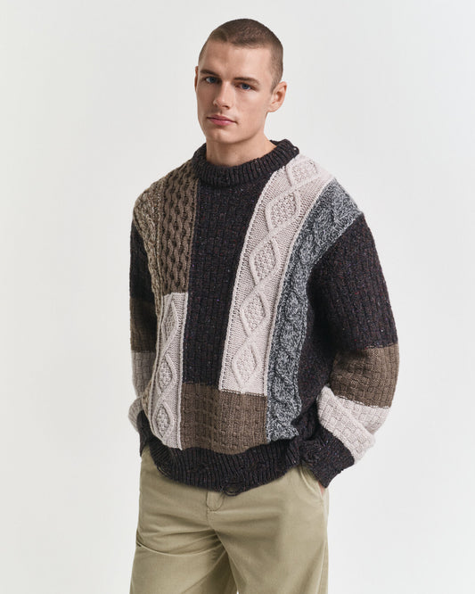 Patchwork Crew Neck Sweater