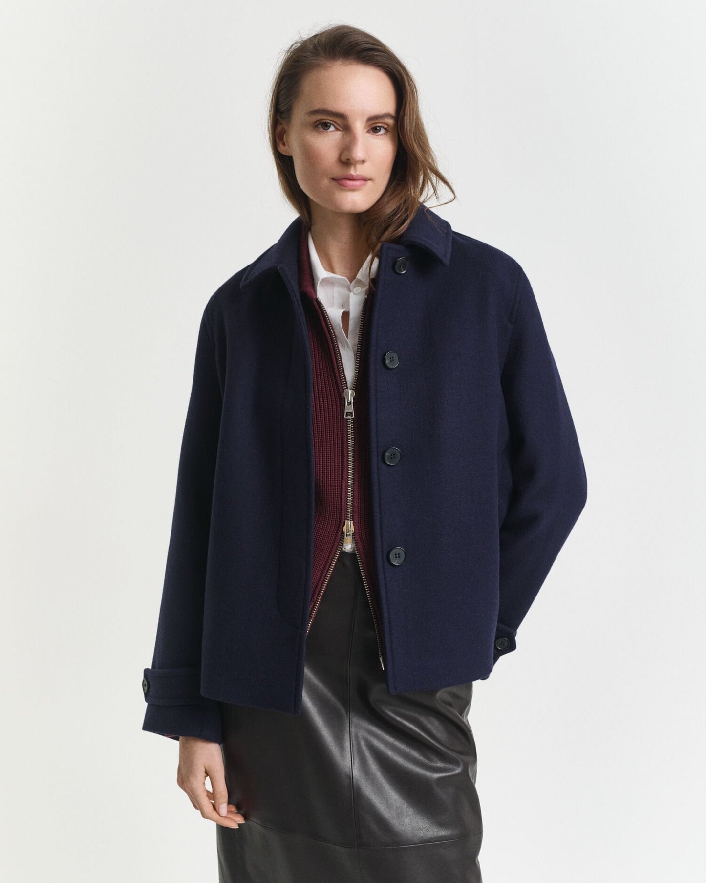 Wool Blend Short Car Coat