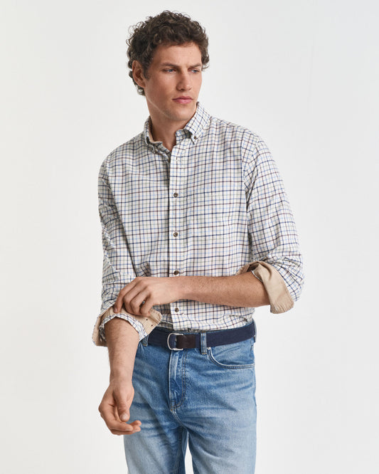 Regular Fit Tattersall Checked Twill Shirt