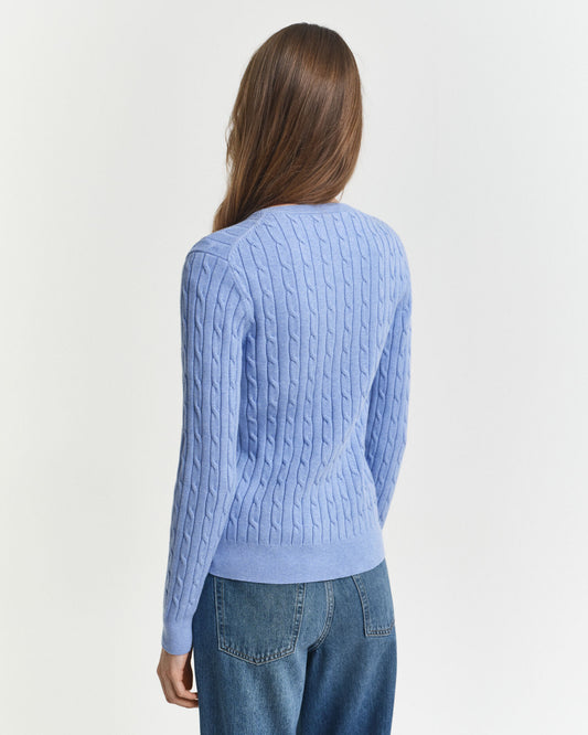 Stretch Cotton Cable Knit Cardigan