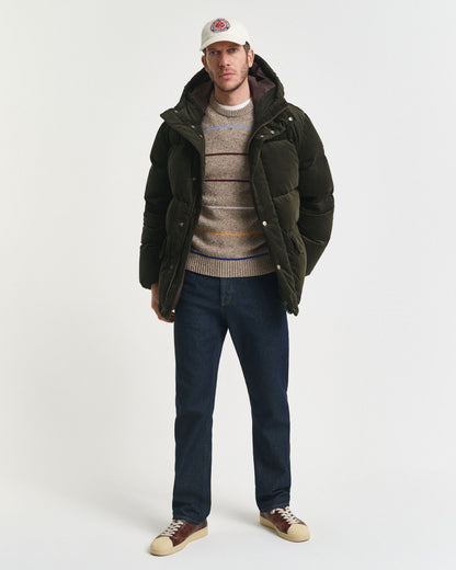 Striped Wool Blend Nepps Crew Neck Sweater