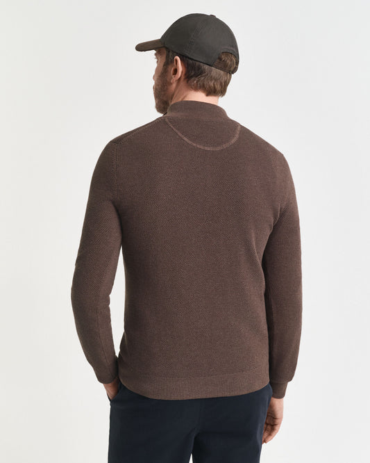Cotton Piqué Half-Zip Sweater