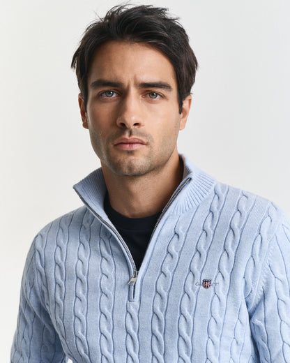 Cotton Cable Knit Half-Zip Sweater