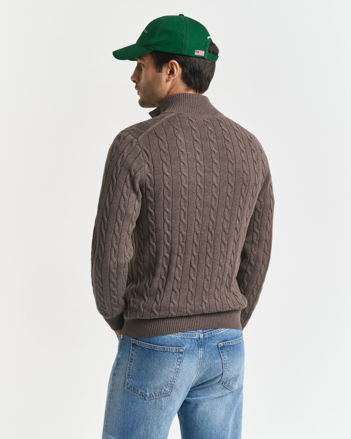 Cotton Cable Knit Half-Zip Sweater
