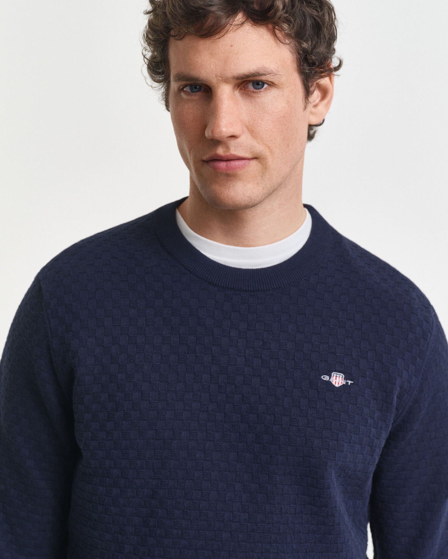 Micro Textured Crew Neck Sweater