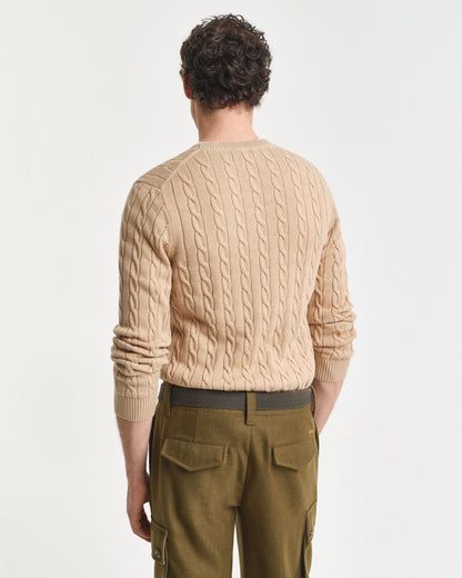Cotton Cable Knit Crew Neck Sweater