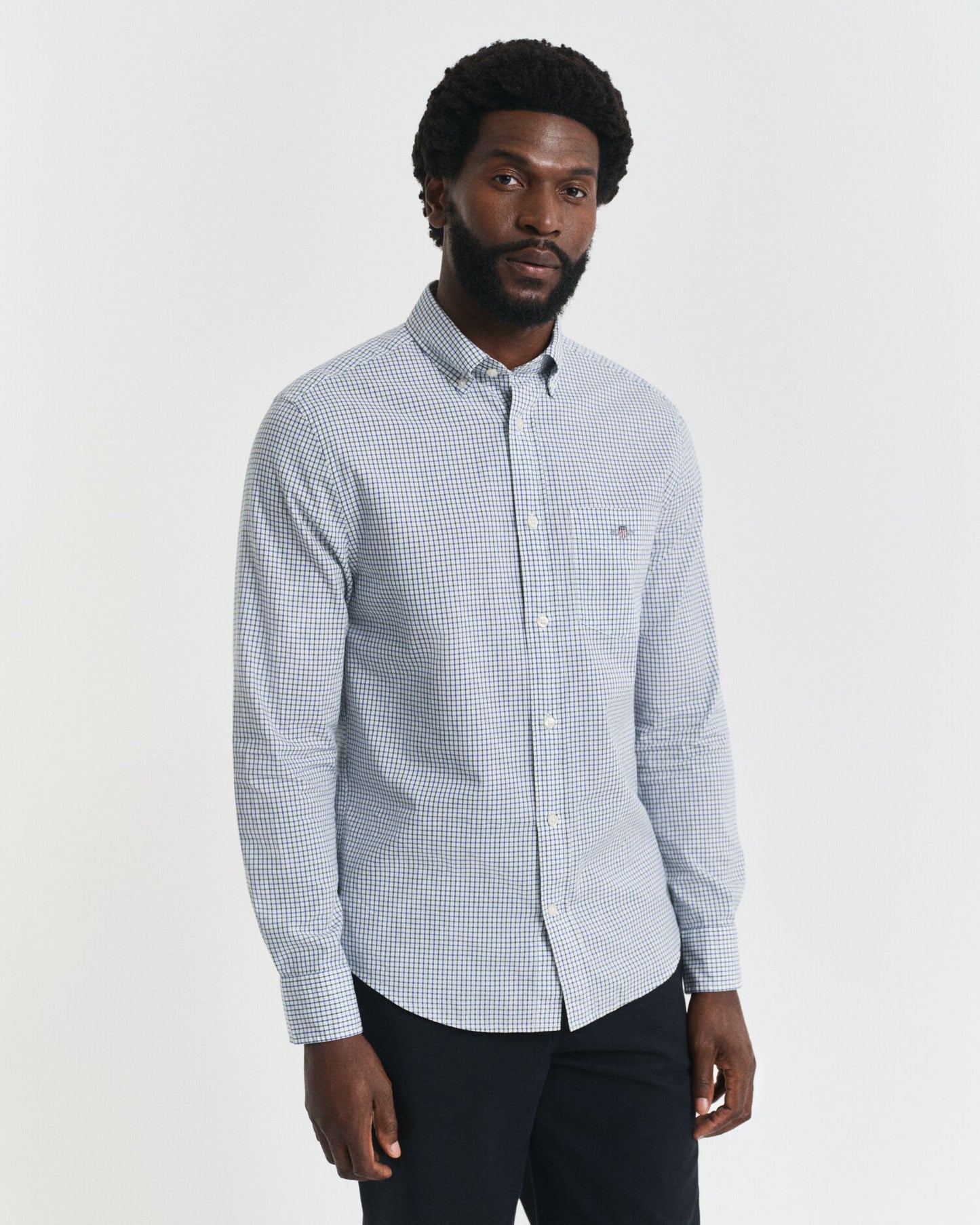 Regular Fit Micro Checked Classic Poplin Shirt