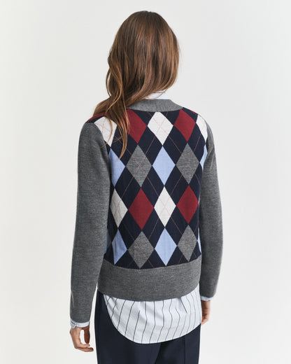 Argyle V-Neck Cardigan