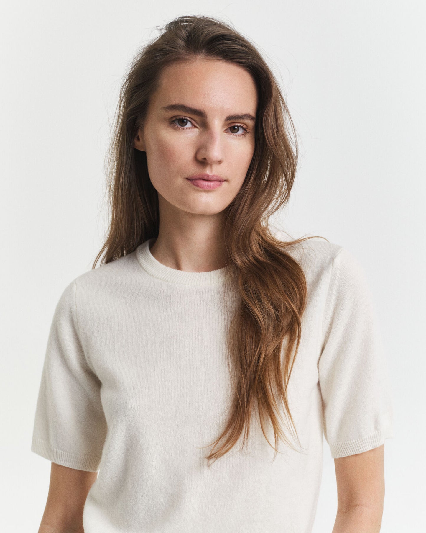 Superfine Lambswool Short Sleeve Crew Neck Sweater