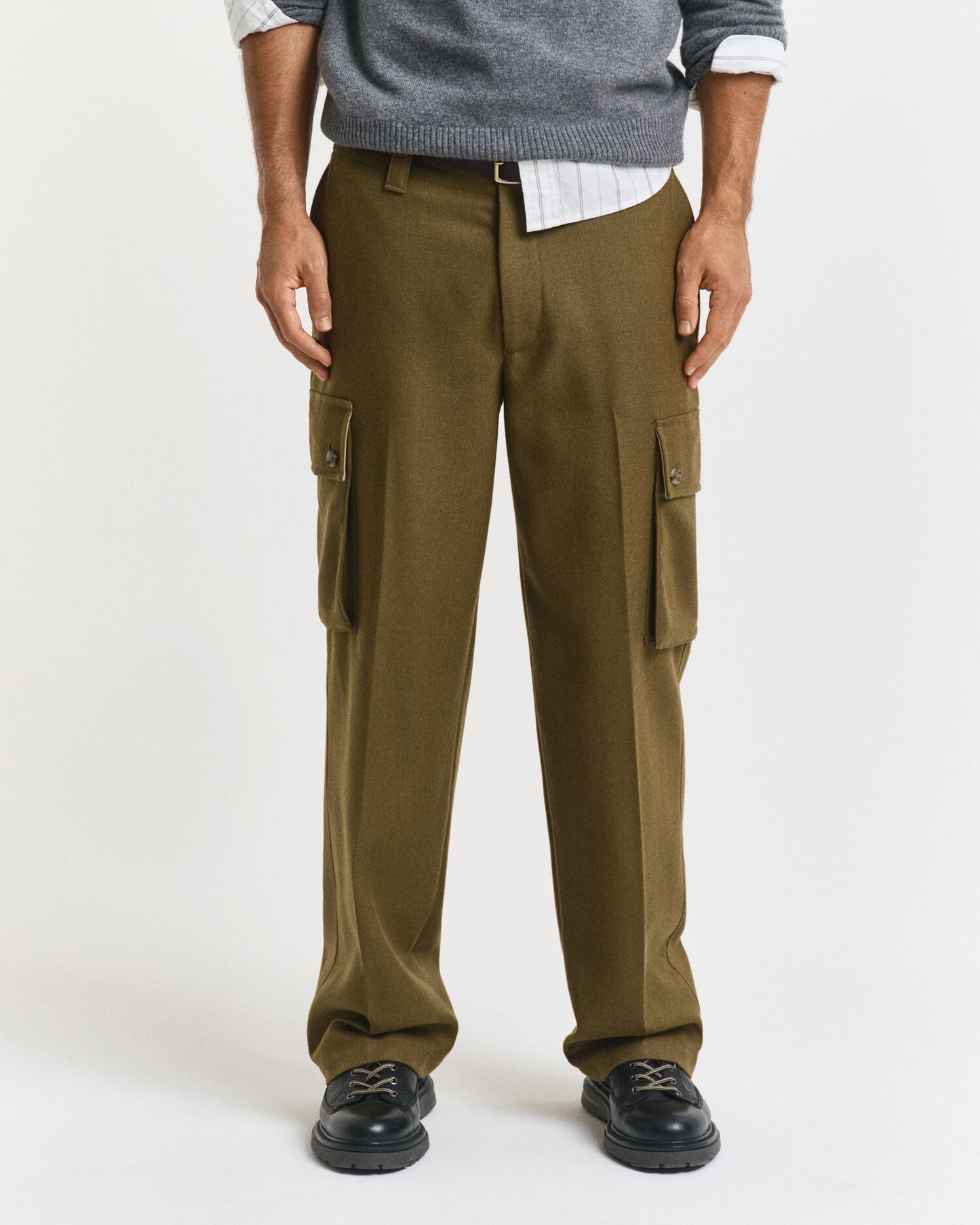 Relaxed Fit Wool Blend Cargo Pants