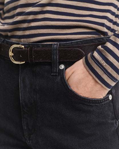 Lightweight Striped Cotton Turtleneck Top