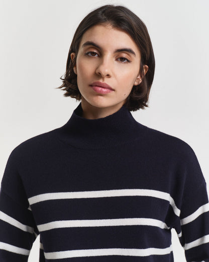 Striped Superfine Lambswool Turtleneck Sweater
