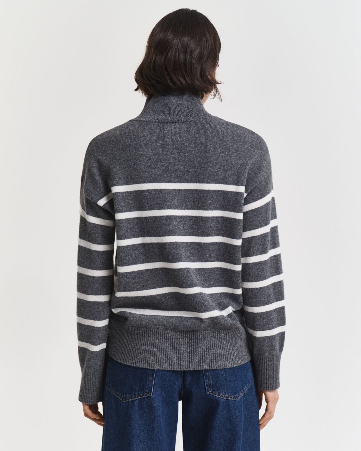 Striped Superfine Lambswool Turtleneck Sweater