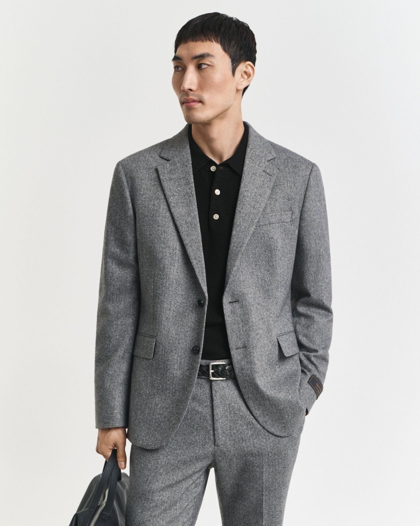 Slim Fit Flannel Herringbone Suit Jacket