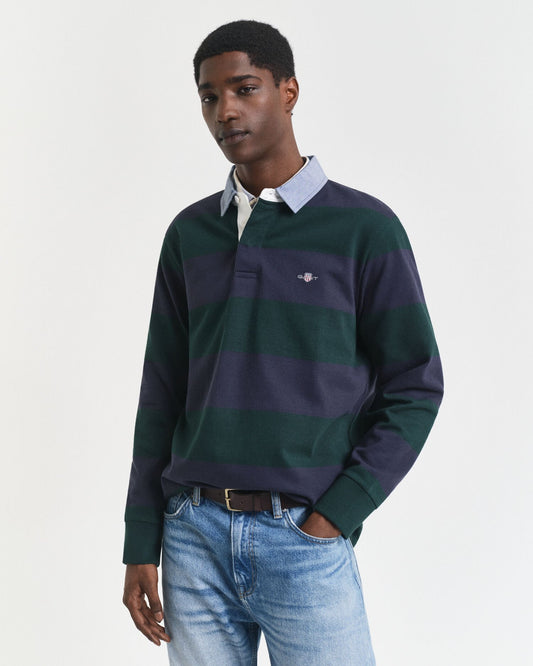 Chambray Collar Striped Heavy Rugger