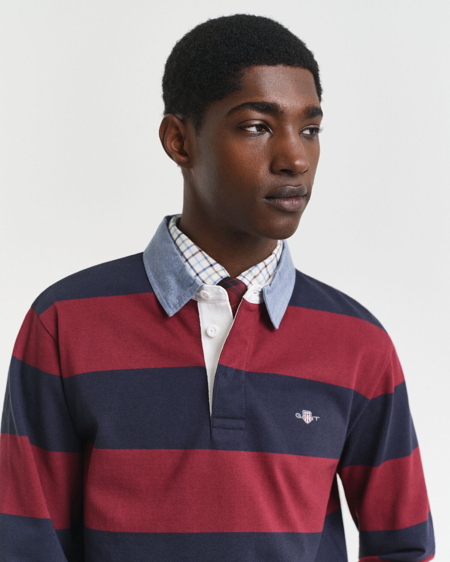 Chambray Collar Striped Heavy Rugger