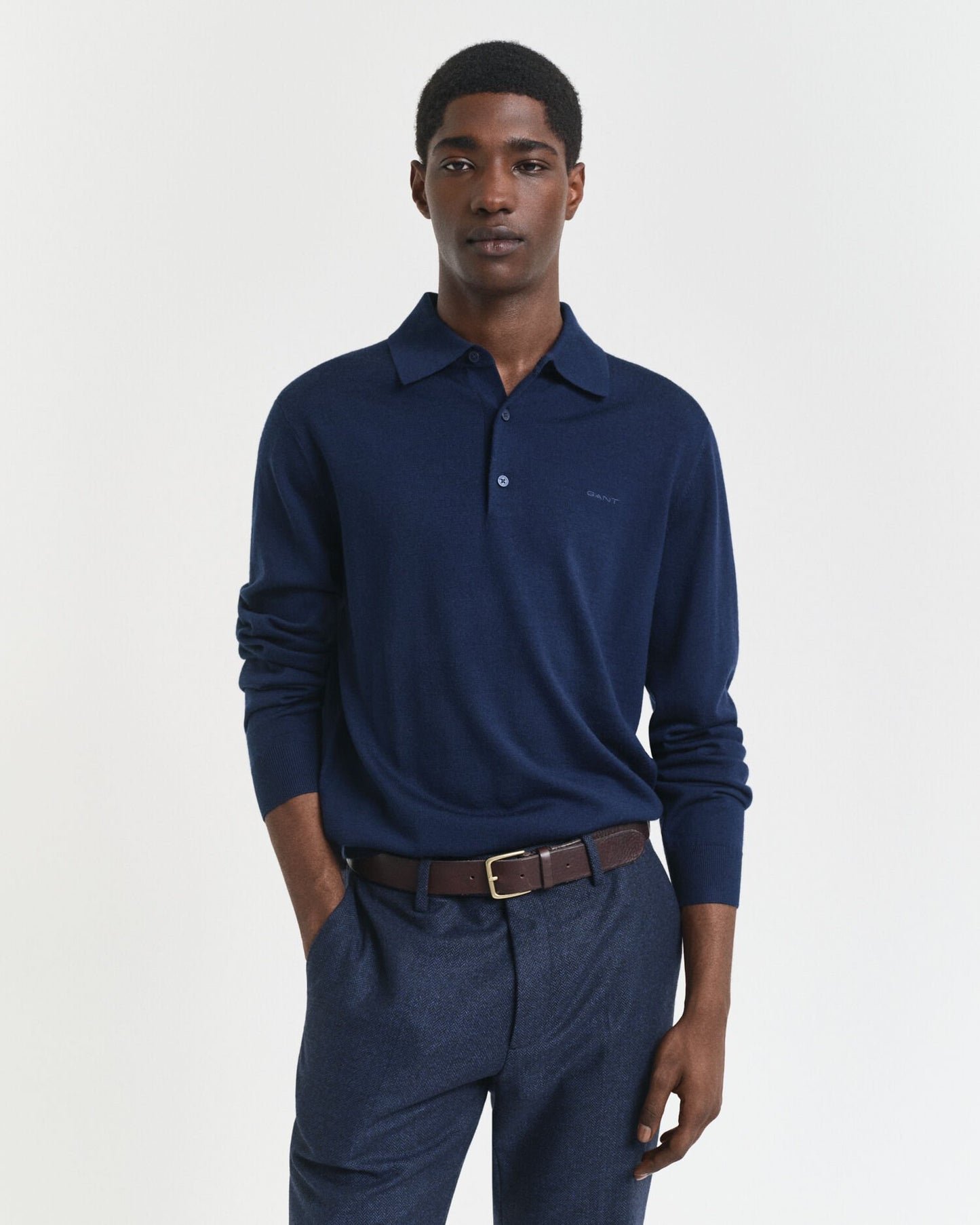 Extra Fine Merino Wool Polo Sweater