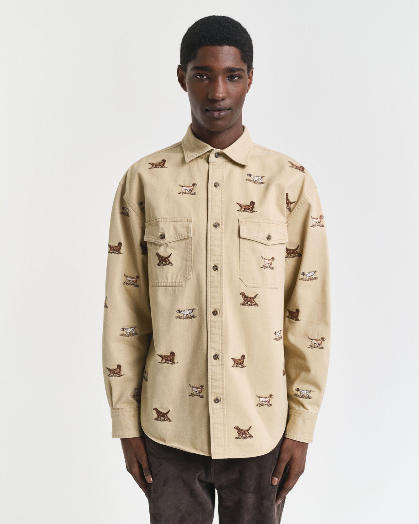 Relaxed Fit Embroidered Twill Shirt