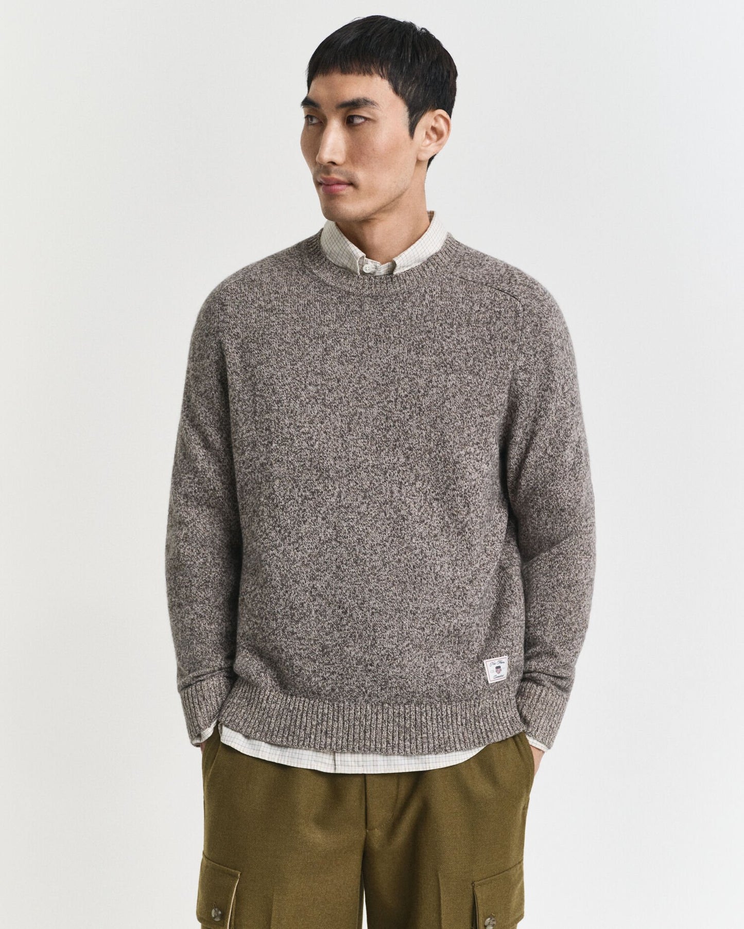 Wool Blend MoulineCrew Neck Sweater