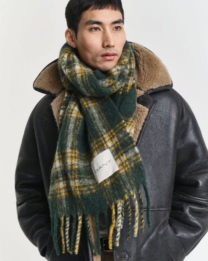 Checked Mohair Alpaca Blend Scarf