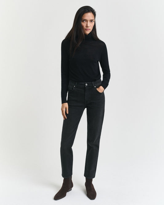 Slim Fit Cropped Black Jeans