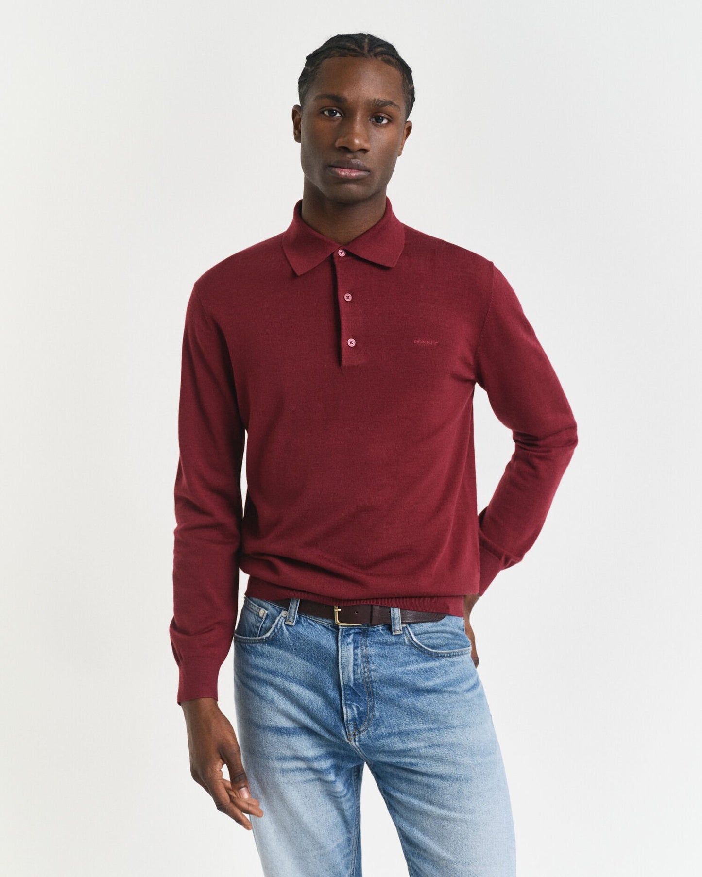 Extra Fine Merino Wool Polo Sweater