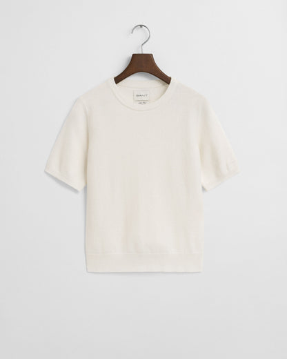 Superfine Lambswool Short Sleeve Crew Neck Sweater