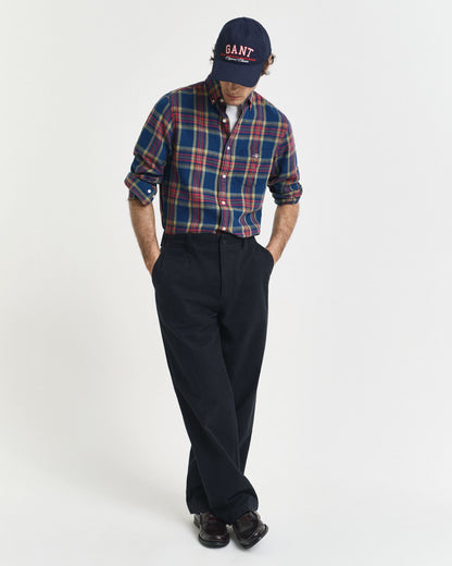 Regular Fit Checked Indigo Twill Shirt